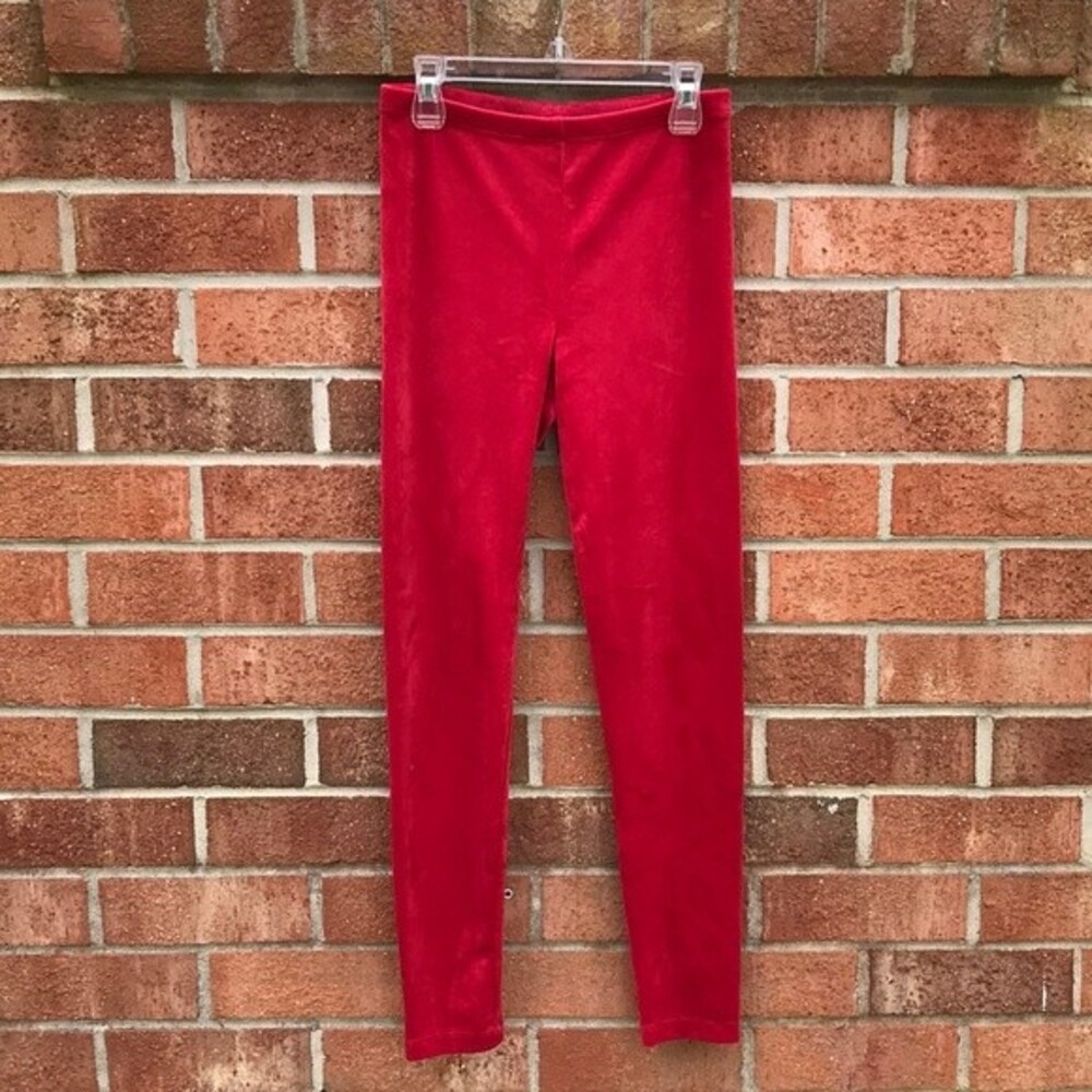 Tea Collection Red Velour Leggings sz 14 NWT